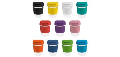 12oz/340ml Clear Plastic Karma Kup With Plastic Flip Lid