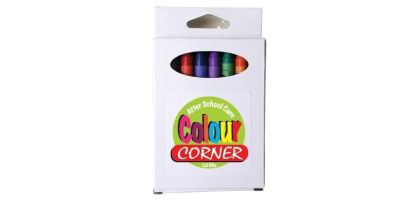 Assorted Colour Crayons In White Cardboard Box