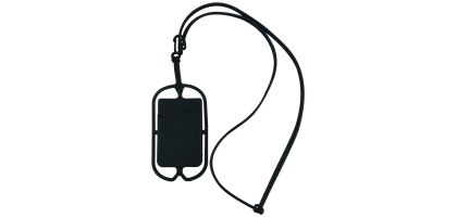 Silicone Lanyard With Mobile Pocket Black