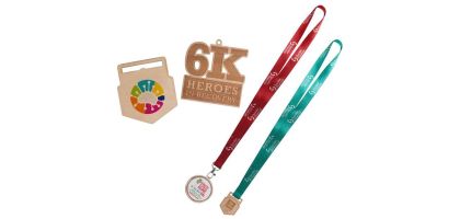 Custom Shaped Wooden Medal with RPET Lanyard