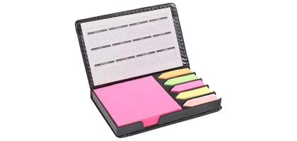 Square PU Leather Case Of Sticky Notes With Calendar
