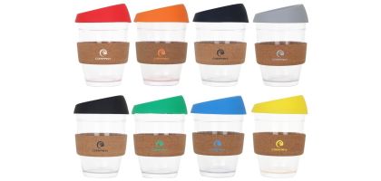 12 OZ Reuasble Glass Coffee Cup with Cork Band
