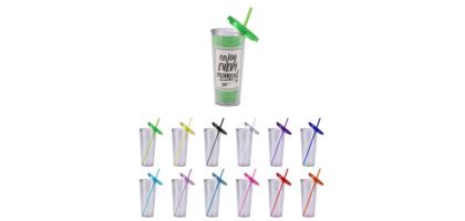 24oz Plastic Cups with Lids & Straws