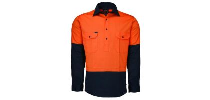 Closed Front L/S 2 Tone Shirt