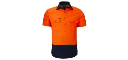 Closed Front S/S 2 Tone Shirt