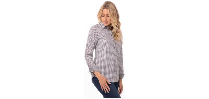 Modern Gingham Long Sleeve Ladies Dress Shirt