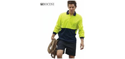Unisex Adults Hi-Vis Polyface / Cotton Back Polo - L/S