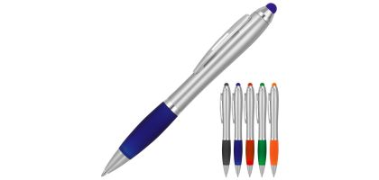 Plastic Pen Ballpoint Stylus Silver Cara