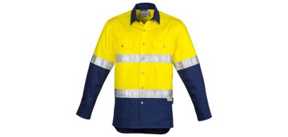 Mens Hi Vis Spliced Industrial Shirt - Hoop Taped