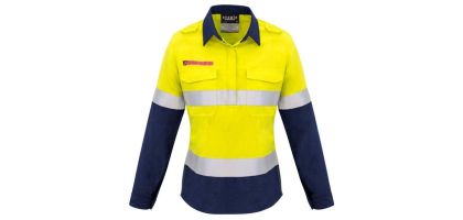 Womens FR Closed Front Hooped Taped Spliced Shirt
