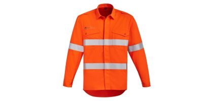 Mens Orange Flame HRC 2 Hoop Taped Open Front Spliced Shirt