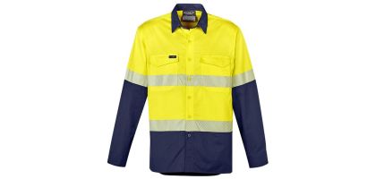 Mens Rugged Cooling Hi Vis Segmented Tape L/S Shirt