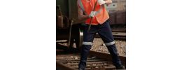 Unisex Adults Cotton Drill Work Pants With Reflective Tape