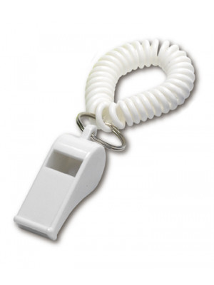 Plastic Whistle With A Spiral Wrist Cord