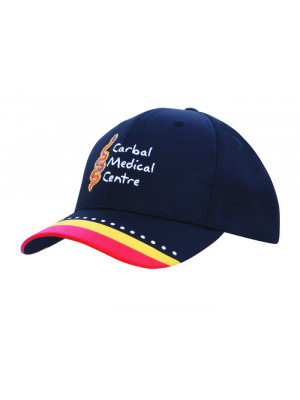 Breathable Poly Twill with Multi Coloured Printed Peak
