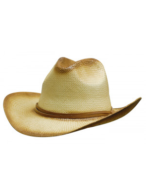 Sprayed Cowboy Straw Hat Leather Drawstring