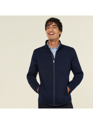 Mens Textured Fleece Zip Front Jacket