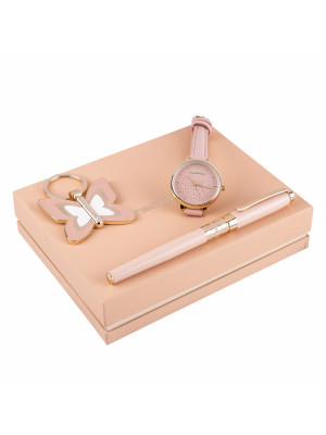 Set Cacharel Pink (rollerball Pen, Key Ring & Watch)