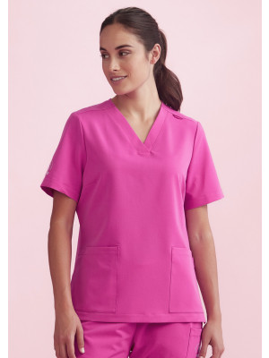 Womens Pink V-Neck Scrub Top