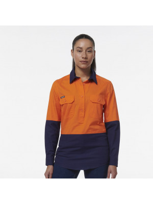 Womens Workcool Vented Closed Front Spliced Shirt