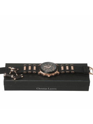 Set Christian Lacroix (Premium Stainless Steel watch & Cufflinks)