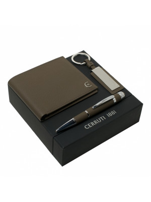 Set Cerruti 1881 Taupe (ballpoint Pen, Key Ring & Wallet)