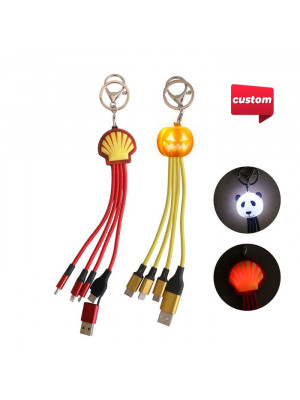 Custom Shape Light Up Charging Cable with Keyring