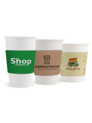 Home Compostable Aqueous Single Wall Paper Cups with Cup Sleeve