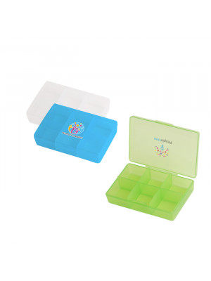 Square Six Compartment Pill Box