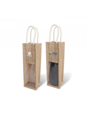 Jute Wine Carrier with Window