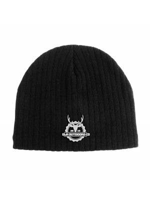 Cable Knit Beanie With Fleece Lining - Black