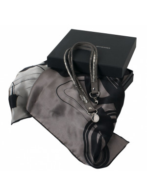 Set Jean-louis Scherrer (Black bracelet & Grey Silk Scarf)
