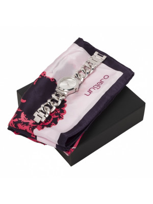 Set Ungaro (Chrome Plating Premium watch & Silk Scarf)