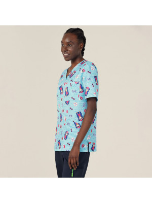 Festive Santa Pool Party Scrub Top