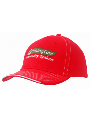 Brushed Heavy Cotton Cap with Contrasting Stitching and Open Lip Sandwich