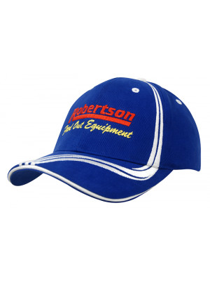 Brushed Heavy Cotton Cap with Waving Stripes on Crown & Peak