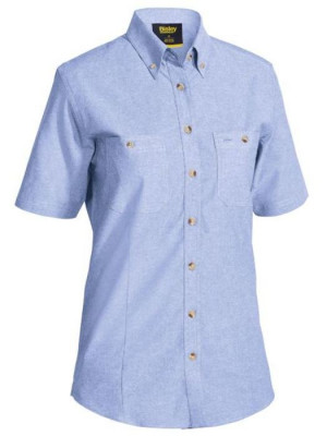 Womens Chambray Shirt Short Sleeve Shirt