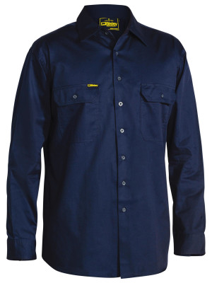 Cool Lightweight Drill Traditional Fit Shirt - Navy