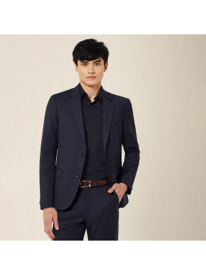 Wool Blend Twill Tailored 2 Button Jacket