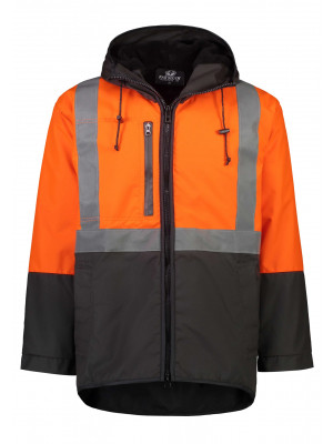 Kapuka Long Sleeved With Hood HiViz Reflective Tape Oilskin Vest 