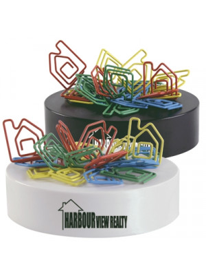 Assorted Colour House Shaped Paperclips On Paperweight Magnetic Base
