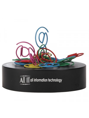 (@) Shaped Paperclips On Paperweight Magnetic Base