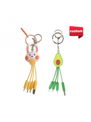 Custom Shape PVC Charging Cable with Keyring