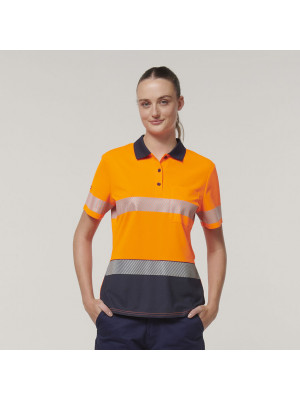 Womens Short Sleeve Hi Vis Taped Polo