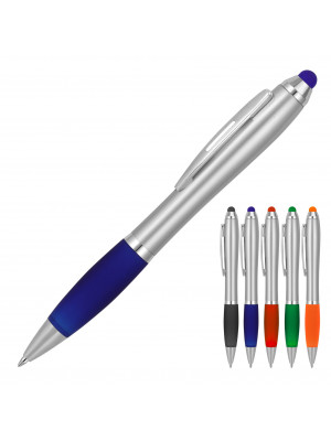 Plastic Pen Ballpoint Stylus Silver Cara