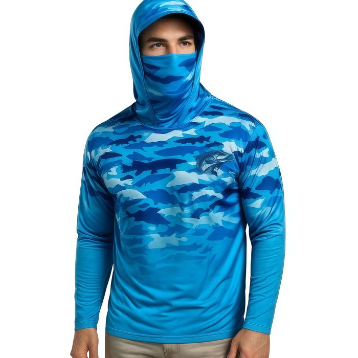 Men's Polyester Spandex Sublimated Sun Protection Fishing Hoodie