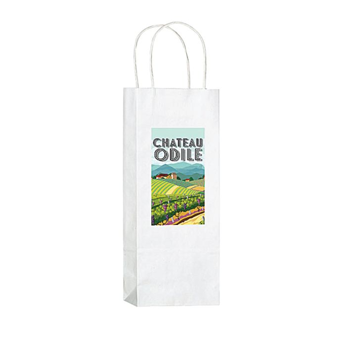 1 Bottle White Kraft Paper Wine Tote