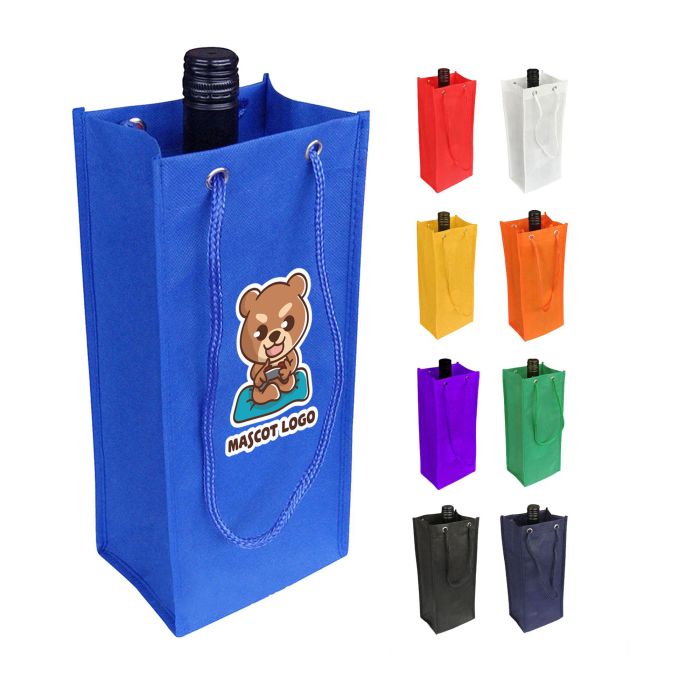 Non Woven Single Bottle Bag with Rope Handle