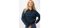 Smooth Cotton Polo Sweater Stripe UNIQLO