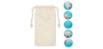 Effervescent bath bombs in cotton pouch